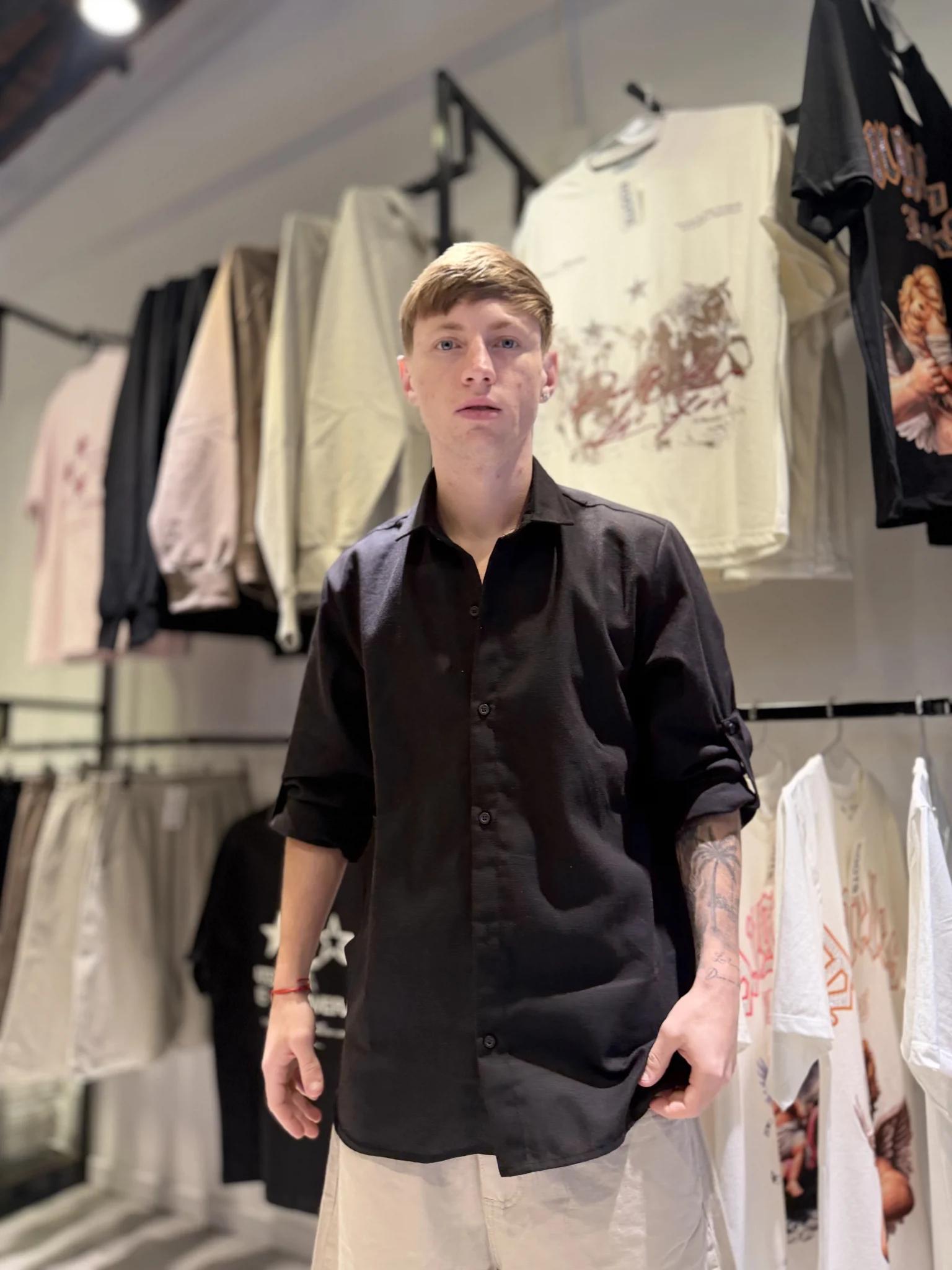 Camisa Lino Manga Larga