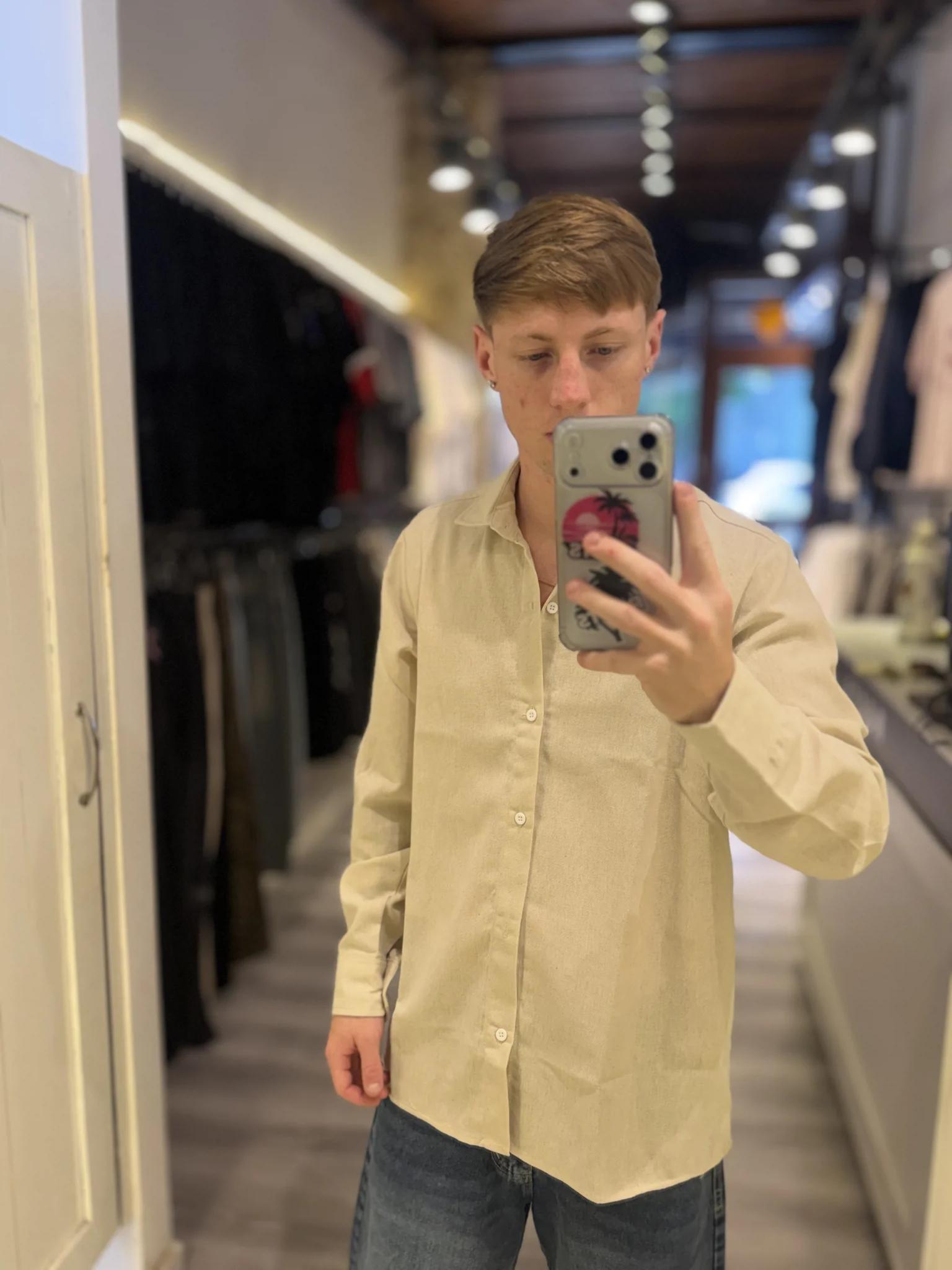 Camisa Lino Manga Larga