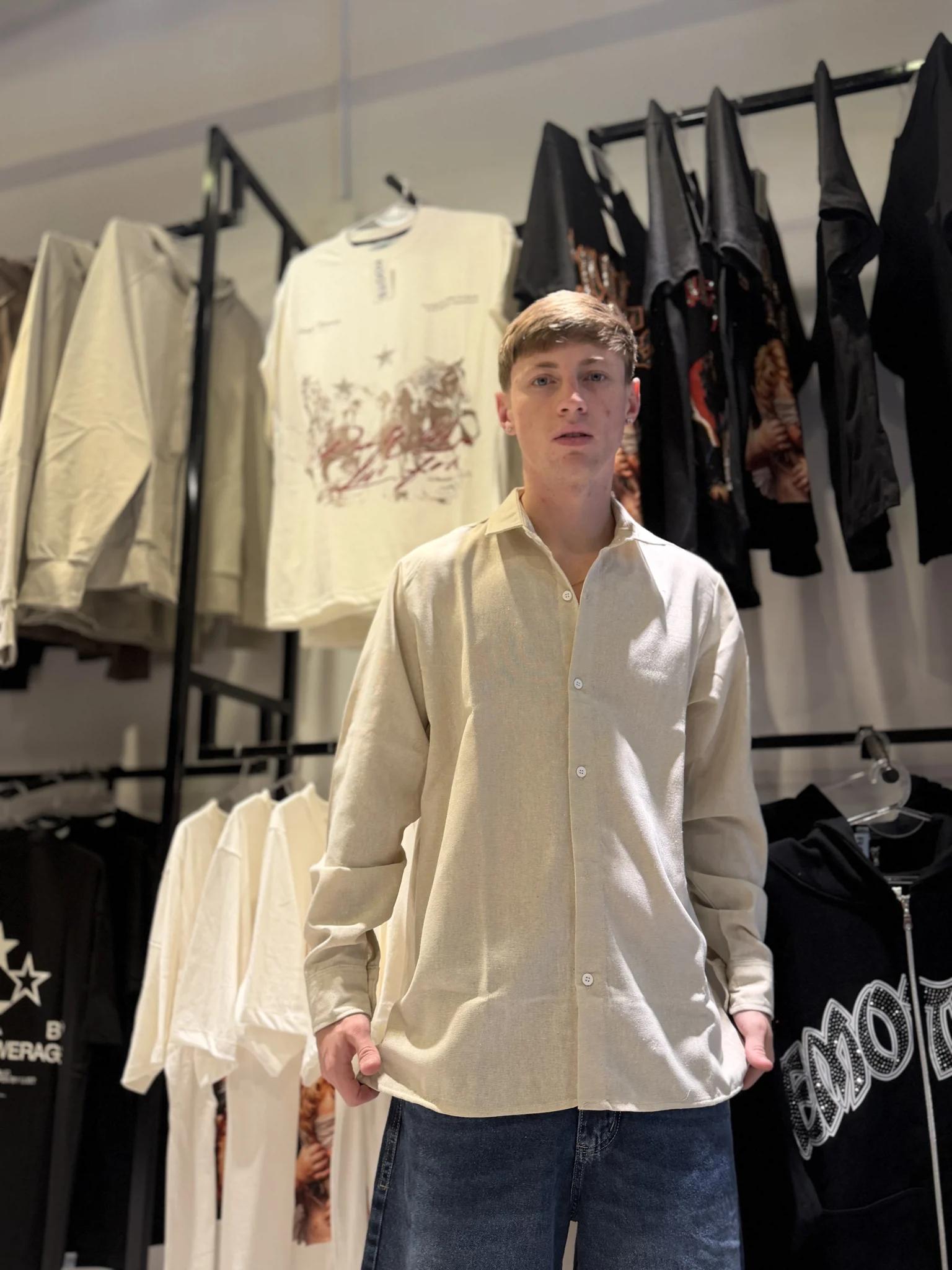Camisa Lino Manga Larga