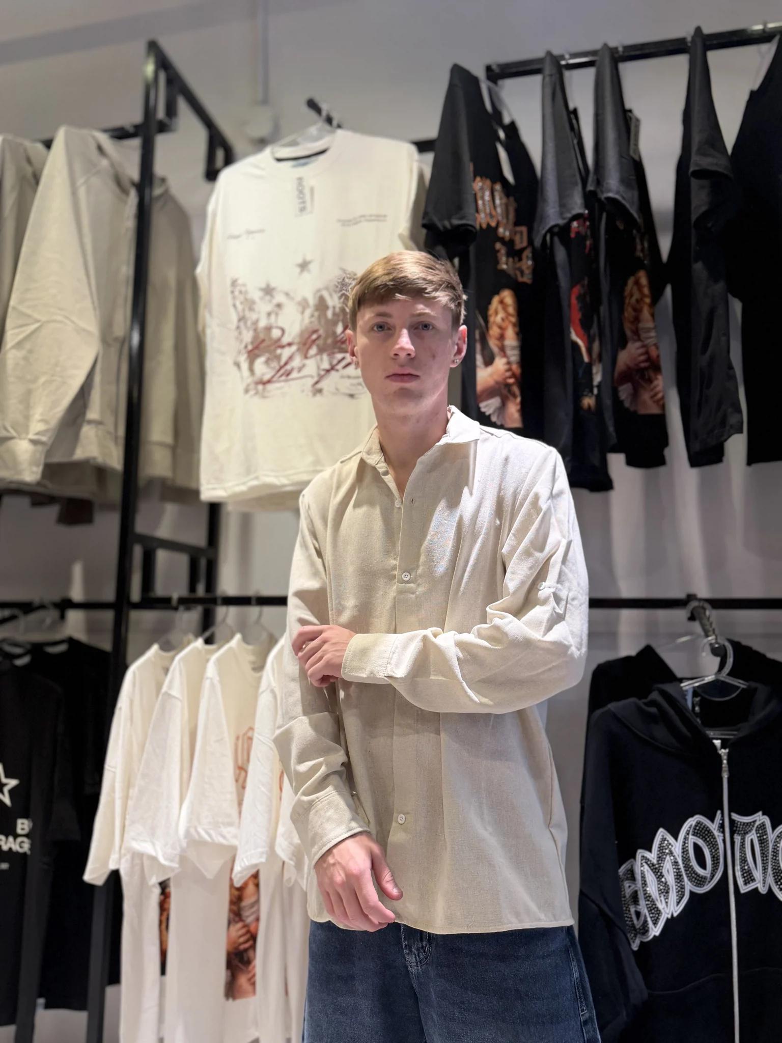 Camisa Lino Manga Larga